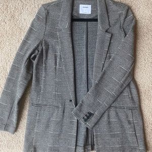 NWT Old Navy Jacquard Boyfriend Blazer in Grey Plaid - SIZE SMALL